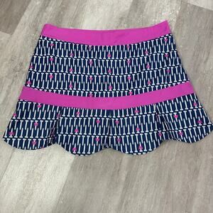 Birdies and Bows Golf Skirt Size 10 Scalloped Skort Golf Tee with bow print